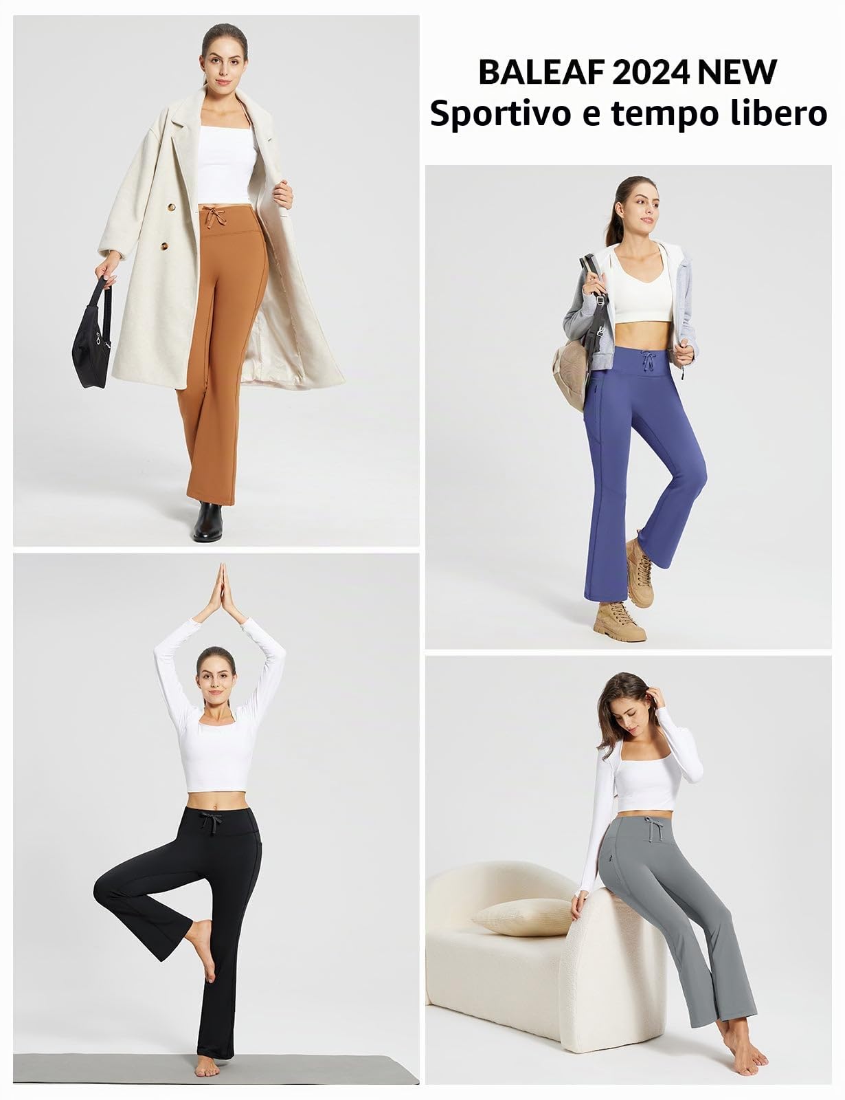 baleaf Pantaloni Termici Donna Yoga Bootcut Leggings A Vita Alta con Tasche Foderati in Pile Pantaloni Termici Invernali Leggings Sportivi Fitness Casual Allenamento Jeggings