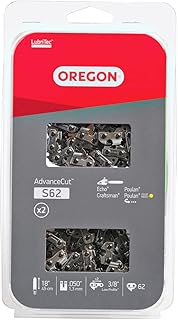 Oregon S62 AdvanceCut Chainsaw Chains Twin Pack, for 18-Inch Bar -62 Drive Links – 2 x Low-Kickback Chains fit Husqvarna, ...