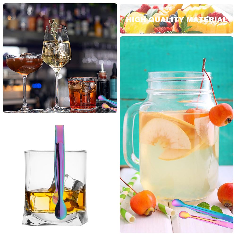 10 Stück Zuckerzange Eiszange Set,Edelstahl Zuckerzange Candybar Bunte Eiswürfelzange Klein Mini Servierzange für Party Kaffee Bar Küche (Bunte)