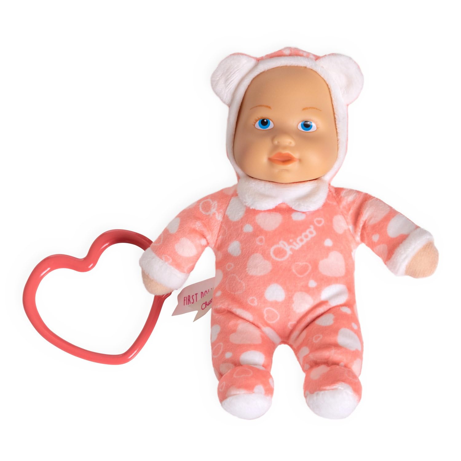 Chicco La Mia Prima Bambola, Bambola Bambina con Anello a Forma di Cuore, Facile da Afferrare, Soffice e Leggera, Morbida, Lavabile in Lavatrice, Giochi Bambini 0 Mesi+, Da portare ovunque, Rosa