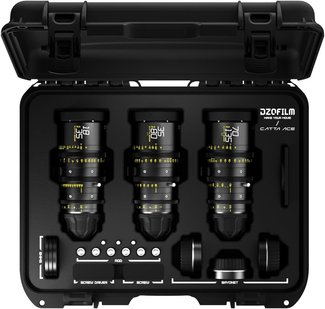 Catta Ace Cine 3-Lens Bundle with 18-35mm, 35-80mm, 70-135mm T2.9 Lens for PL Mount and Canon EF, Black