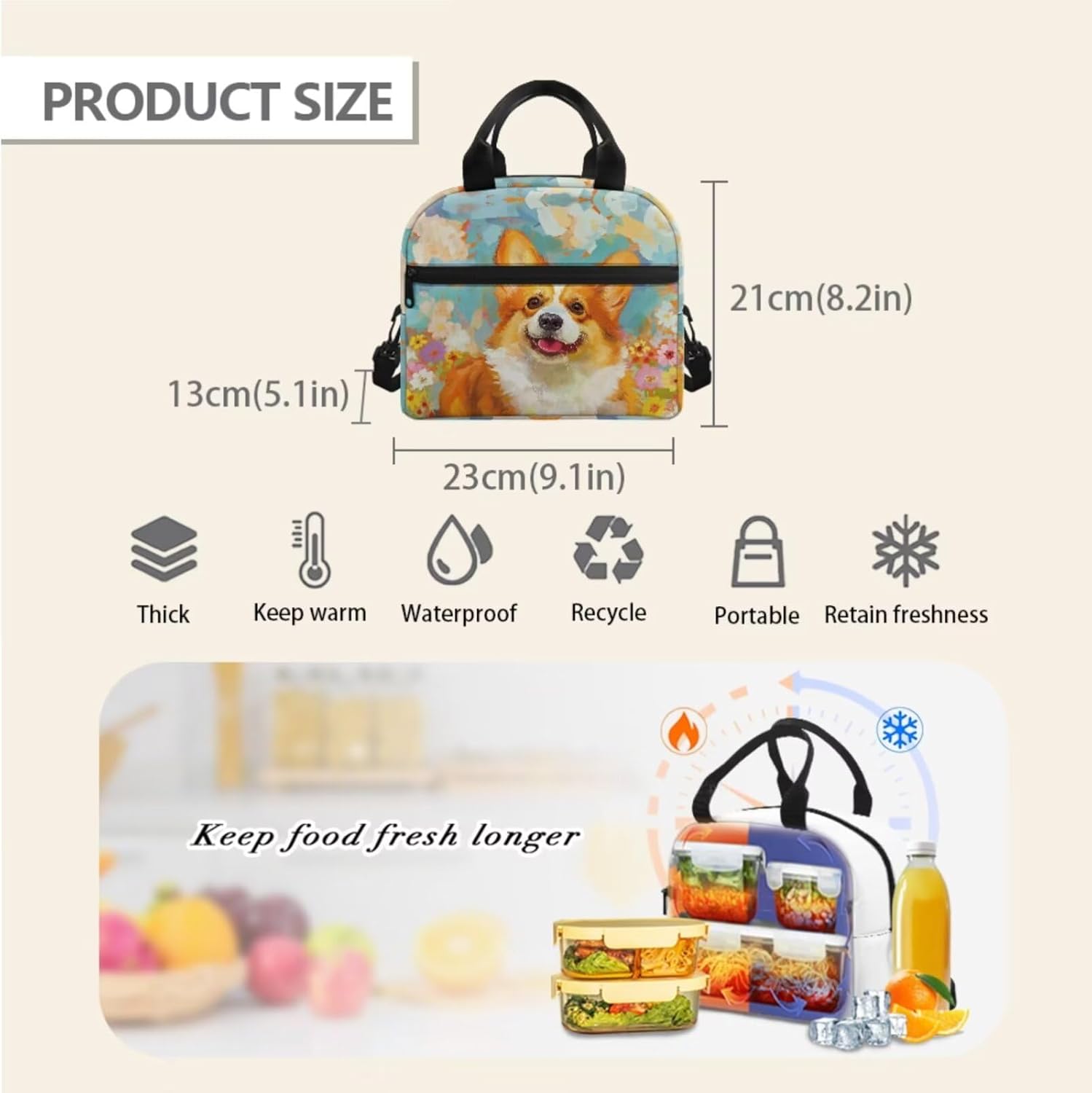 TOADDITDO Corgi Cute Backpacks for Girls 10-12 for School 4-Piece Bookbags Set with Lunch Box Pencil Bag Water Bottle Holder Middle School Camping Backpacks Teen Daypack Mochilas Escolares Para NiñAs