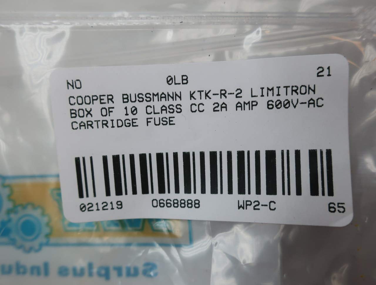 Cooper Bussmann KTK-R-2 Limitron - Fusibili a cartuccia classe CC 2A, 600 V AC, confezione da 10