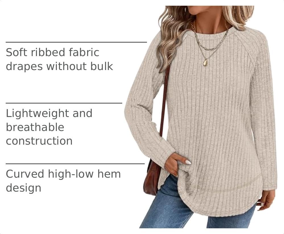 Image of WIHOLL Long Sleeve Shirts for Women Fall Sweaters Lightweight Trendy Tops