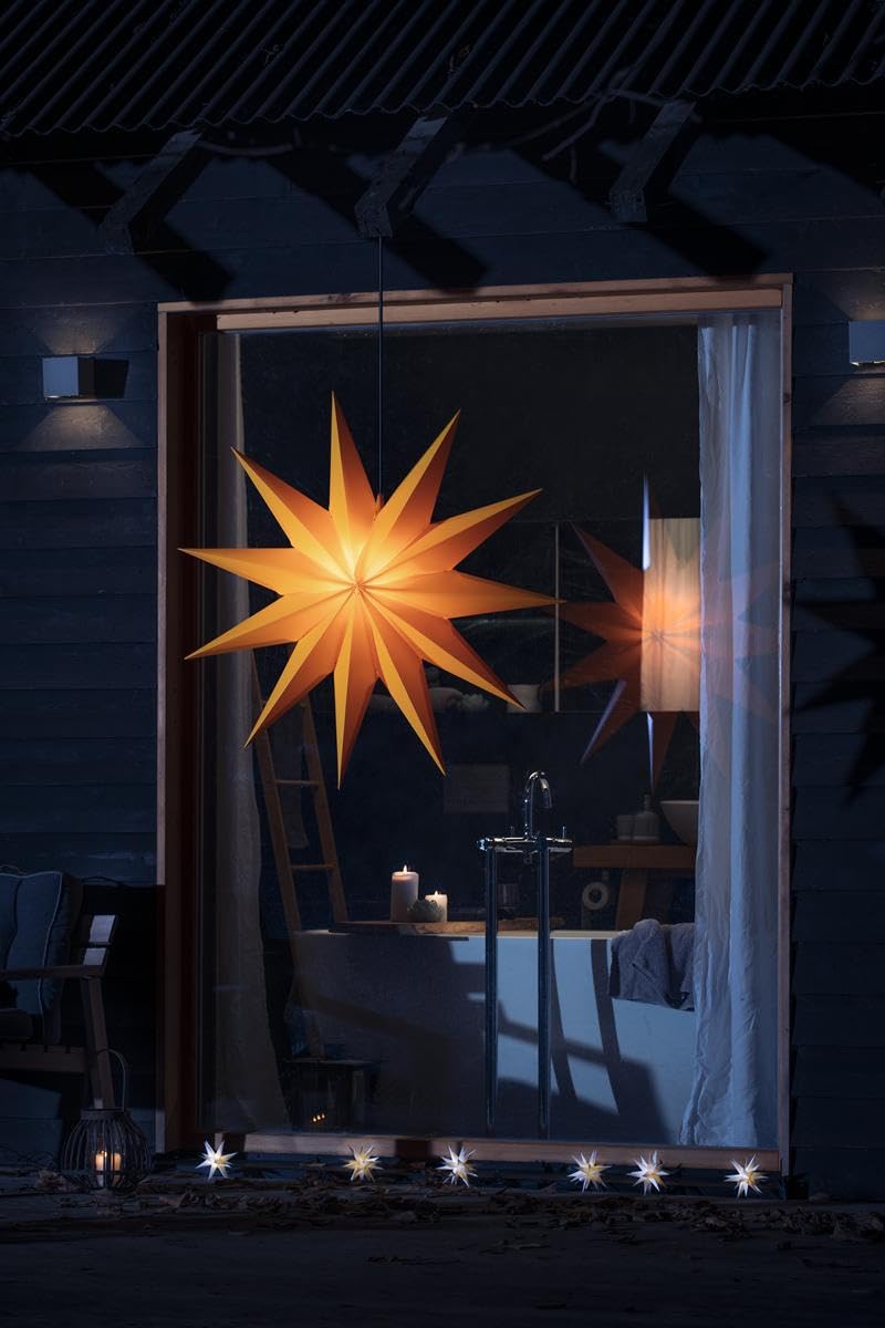 ZICOM LED Riesen Dekostern Weihnachtsstern Stern mit 11 Zacken wetterfest, gelb Ø 100cm, Innen und Außen für Weihnachten, Hochzeiten, Party, Dekoration, Geschenkidee, E14 Fassung 230V 50Hz