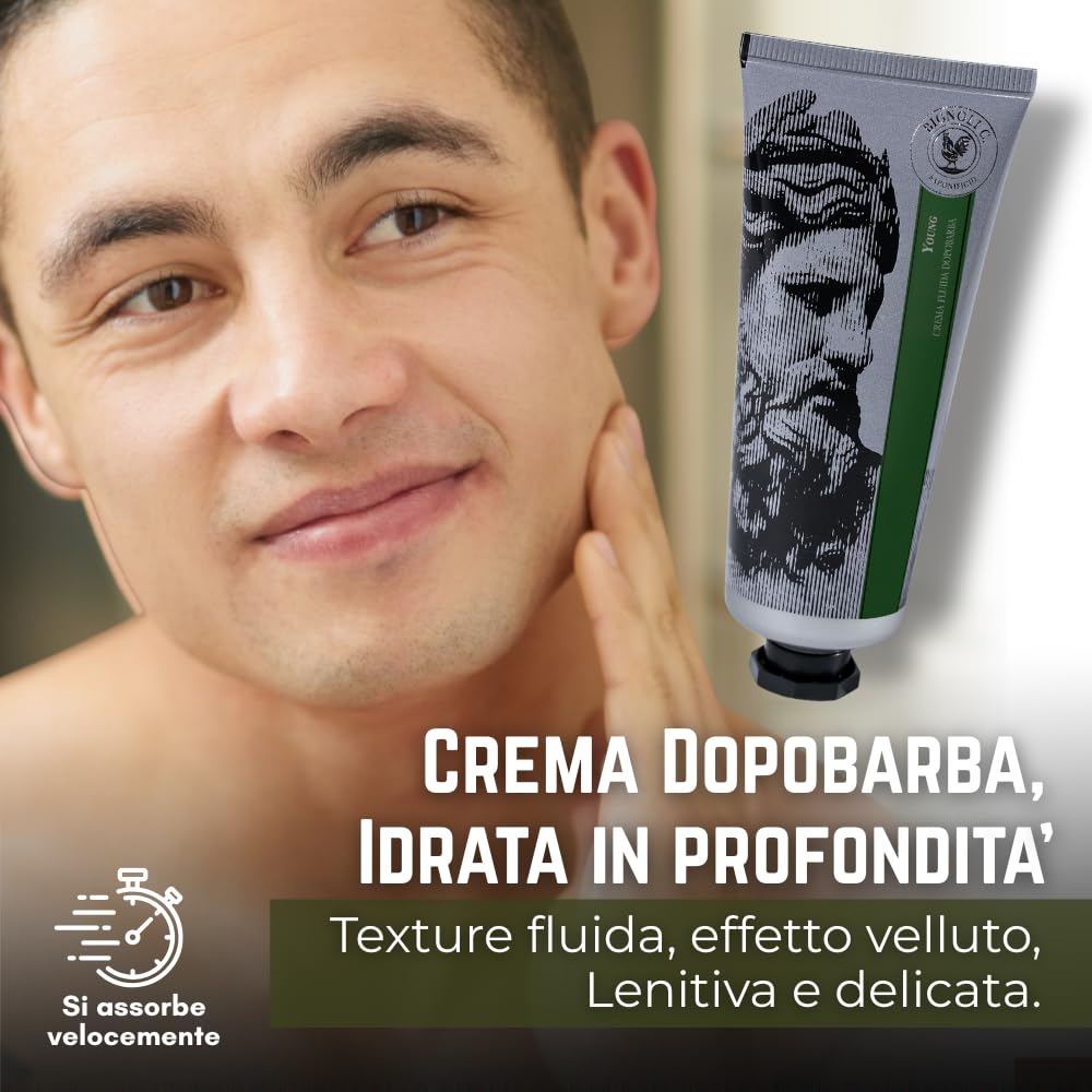 Bignoli Set Rasatura Tradizionale – Kit Barba Uomo - Sapone da Barba 175g + Crema Dopobarba 75ml + Pennello | Qualità Artigianale - Set Regalo Uomo (Young)