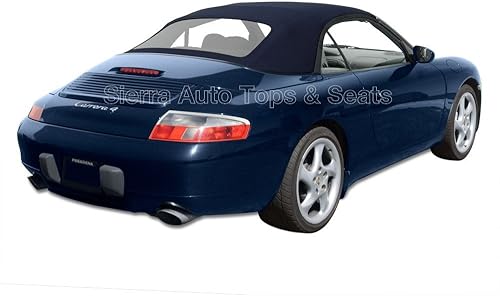 Sierra Auto Tops Convertible Top Reemplazo para Porsche 996 Carrera 1999-2001, lona Twillfast IV, azul, ventana de plástico