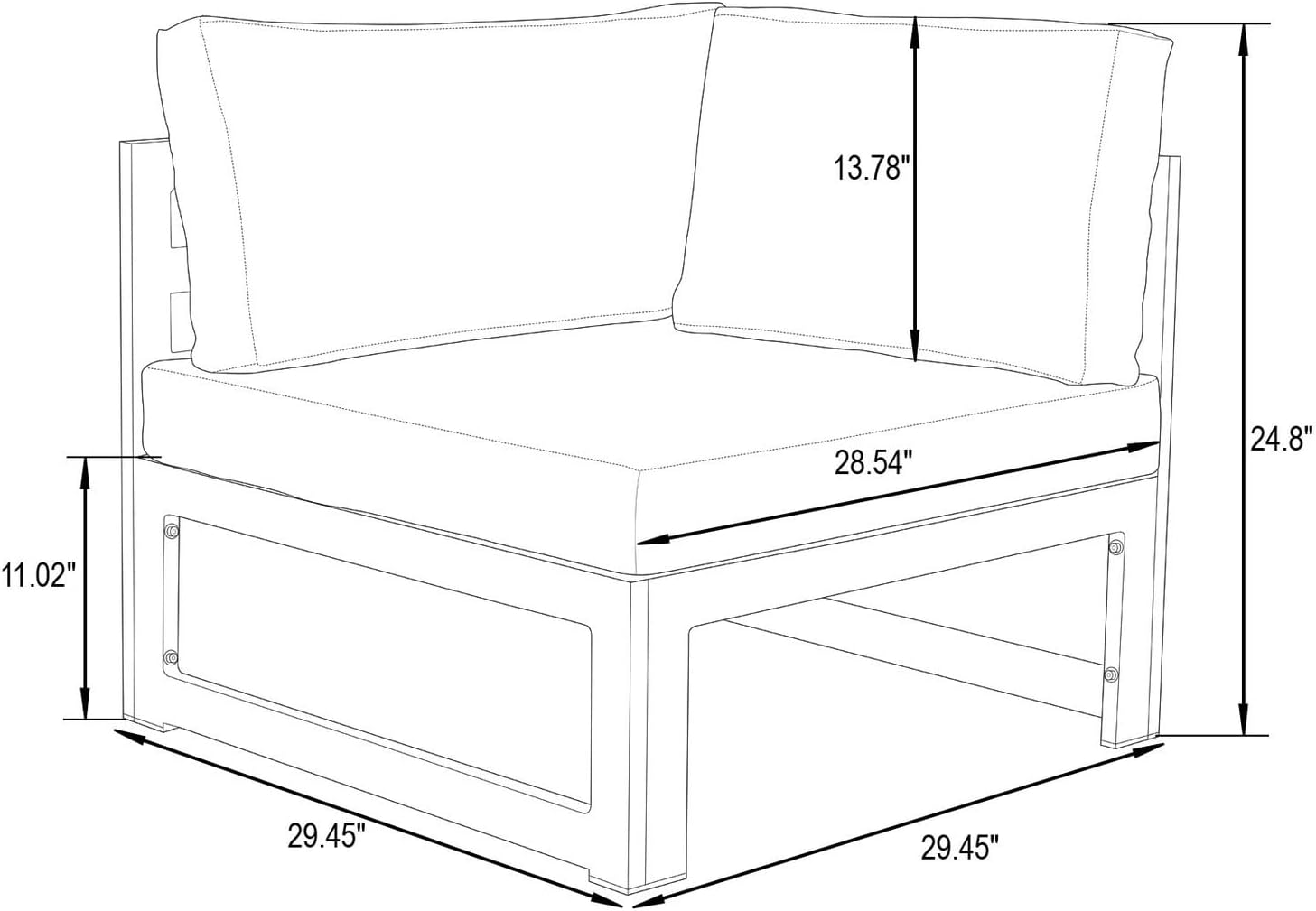 Outdoor Sectional Loveseat Set - 4 Piece Patio Furniture - Aluminum W/Cushions - Modern Outdoor Seating