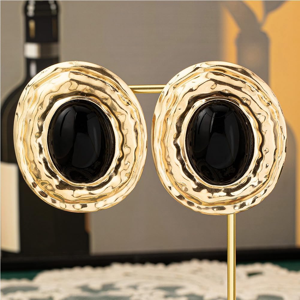 Large Gold Turquoise Earrings for Women Dangling Vintage Oversized Big Hammered Statement Jewelry Trendy Western Natural Stone Dangly Earring Gifts - Image 4