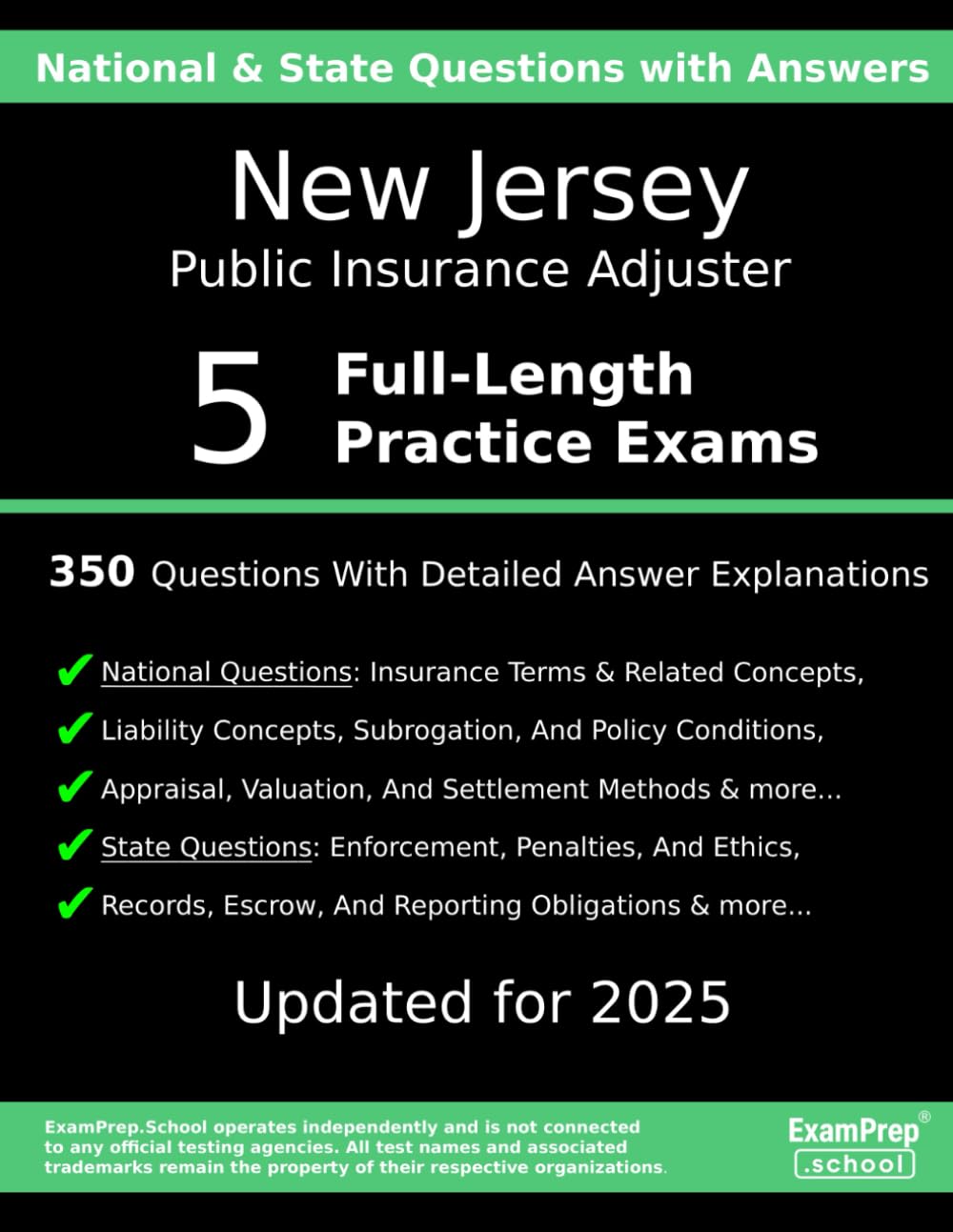 New Jersey Public Insurance Adjuster Practice Exam Questions: 350 Questions with Detailed Explanations
