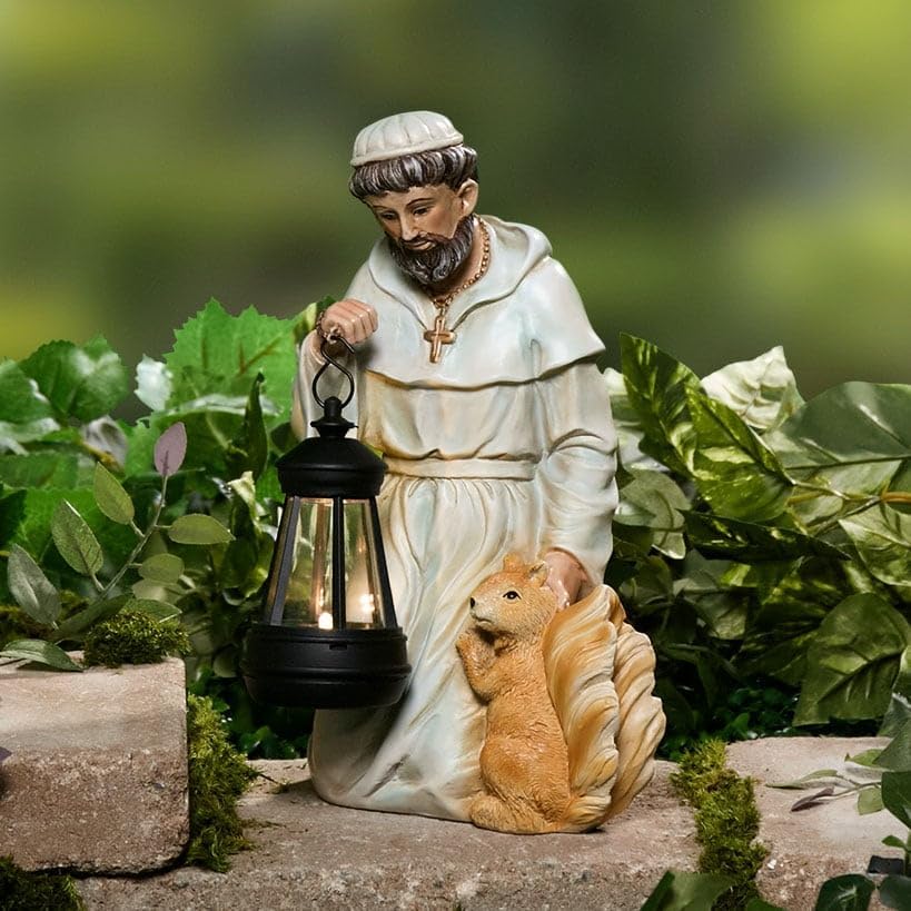 The Lakeside Collection Solar Saint Statues - St. Francis with Lantern, 2137016