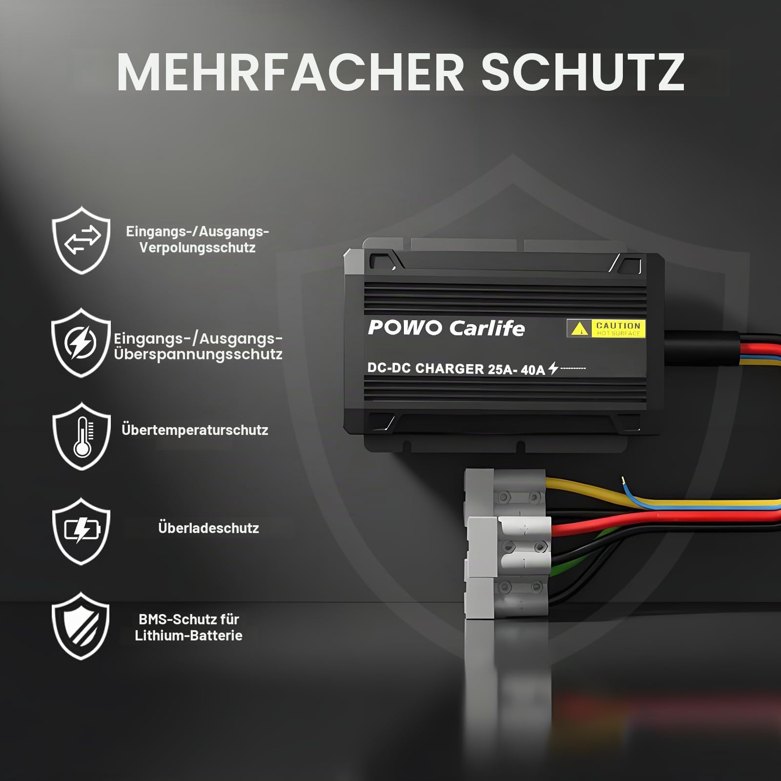 40 A DC/DC-Ladegerät für Fahrzeuge mit MPPT, wasserdichtem IP68-12-V-Batterieladegerät, Solar- und Lichtmaschinen-Doppeleingang für AGM, Gel, Cal, STD, Lithium LiFePO4
