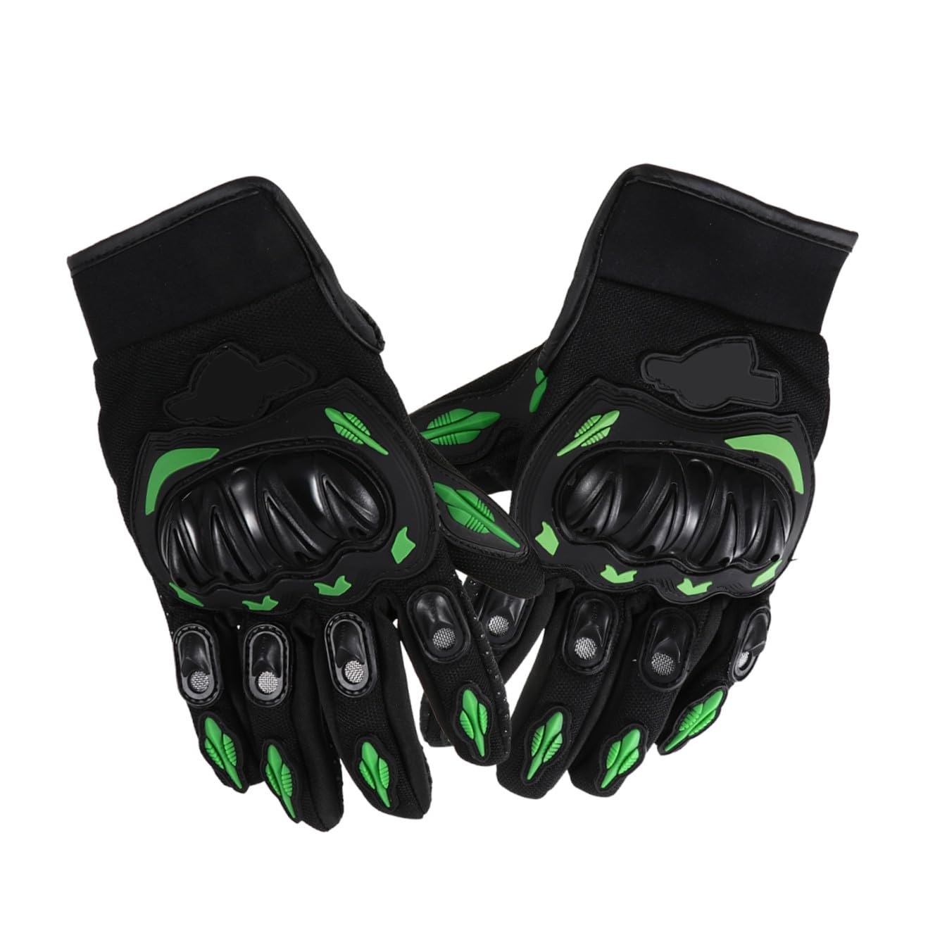 Motorcycle Riding Gloves Full Finger Outdoor Sports Gloves Anti-Skid Breathable Protective Gear for Adults in Green Size L