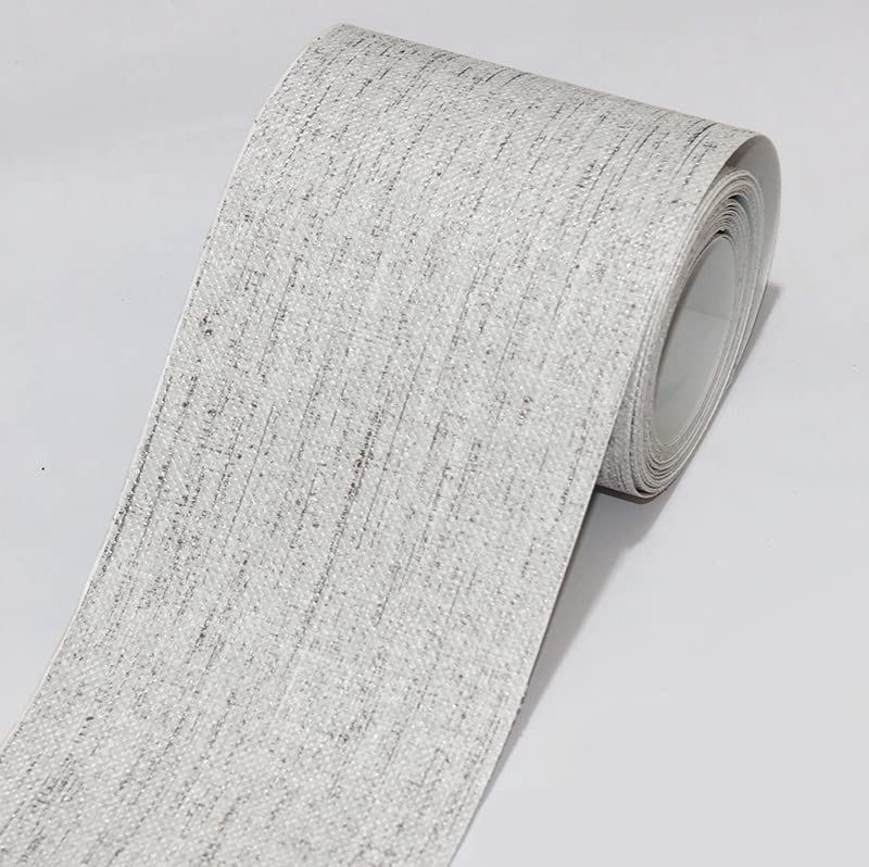 VisitRyl Peel and Stick Wallpaper Borders Self-Adhesive for Bathroom Wall Border Sticker Home Ceiling Decorative Border for Living Room Kitchen Light Grey Weave 25cm X 500cm