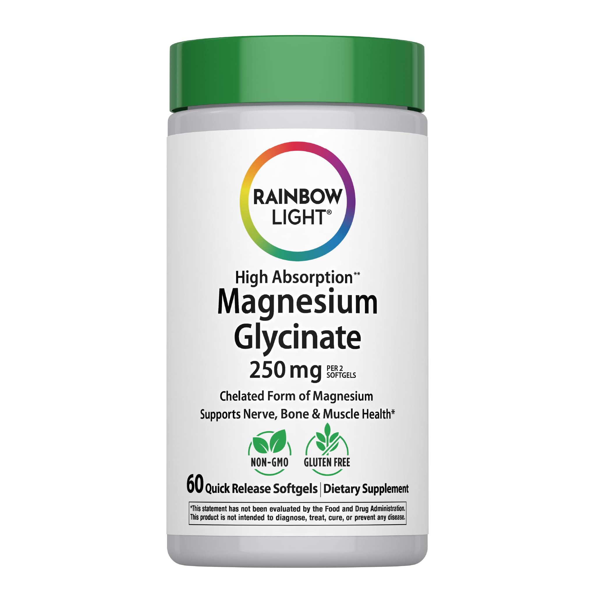 Rainbow Light Magnesium Glycinate 250 mg | 60 Softgels | High Absorption