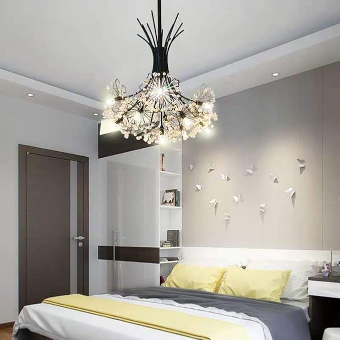 DKEE kroonluchters Nordic Style Living Room Crystal Chandelier Restaurant Postmodern Minimalistische Creative Chandelier smeedijzer Villa Led Dandelion Lamp warm licht Iron Lamp Crystal lampenkap Chan photo 2