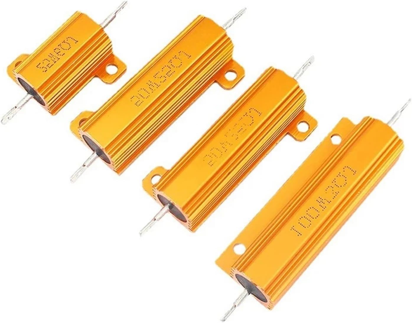 2PCS 10W 25W 50W 100W Load Resistor Aluminum Power Metal Shell Case Wirewound Resistor 0.1~10K Ohm 10 200 500 1K 10K Resistance(100W-1R)