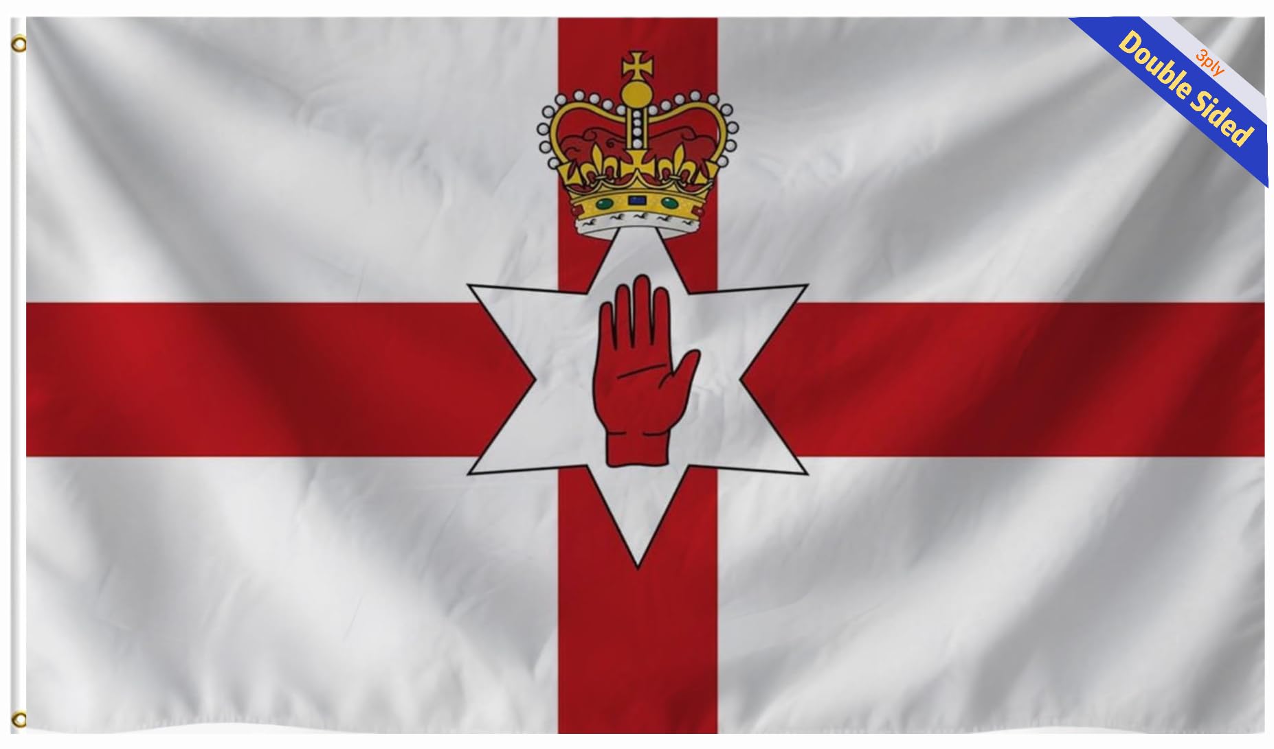 Double Sided 3-layer 1921 Northern Ireland Flag 3X5FT 3ply,Vivid Color Double Stitched Outdoor and Indoor Decor Banner,UV Resistant Polyester Flags with Brass Grommets. (Northern Ireland, 3X5 3PLY)