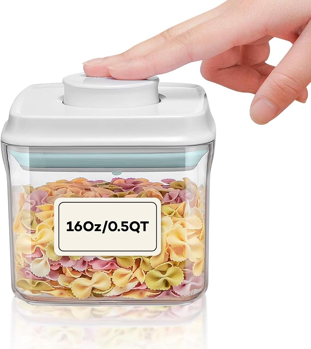 Contenedores herméticos de almacenamiento de alimentos Bop Top | Tapa abatible | 2 tazas/16 onzas | juego de botes de cocina, para harina, azúcar, snacks, pasta, repostería