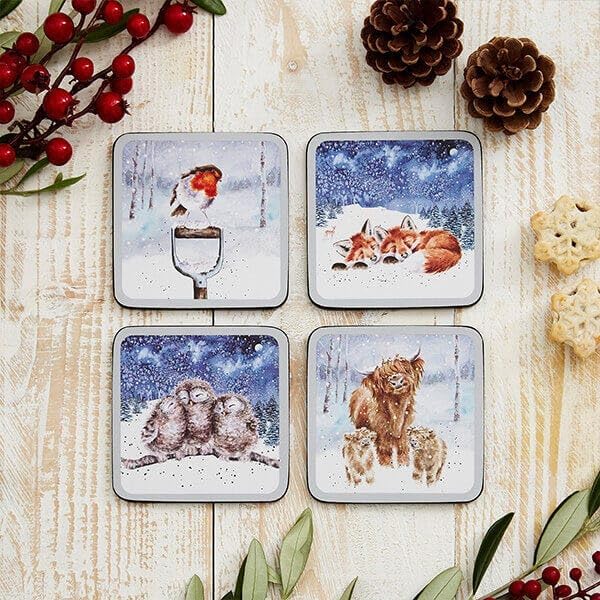 Wrendale Winter Skies Coasters S/4, 10.5cm x 10.5cm
