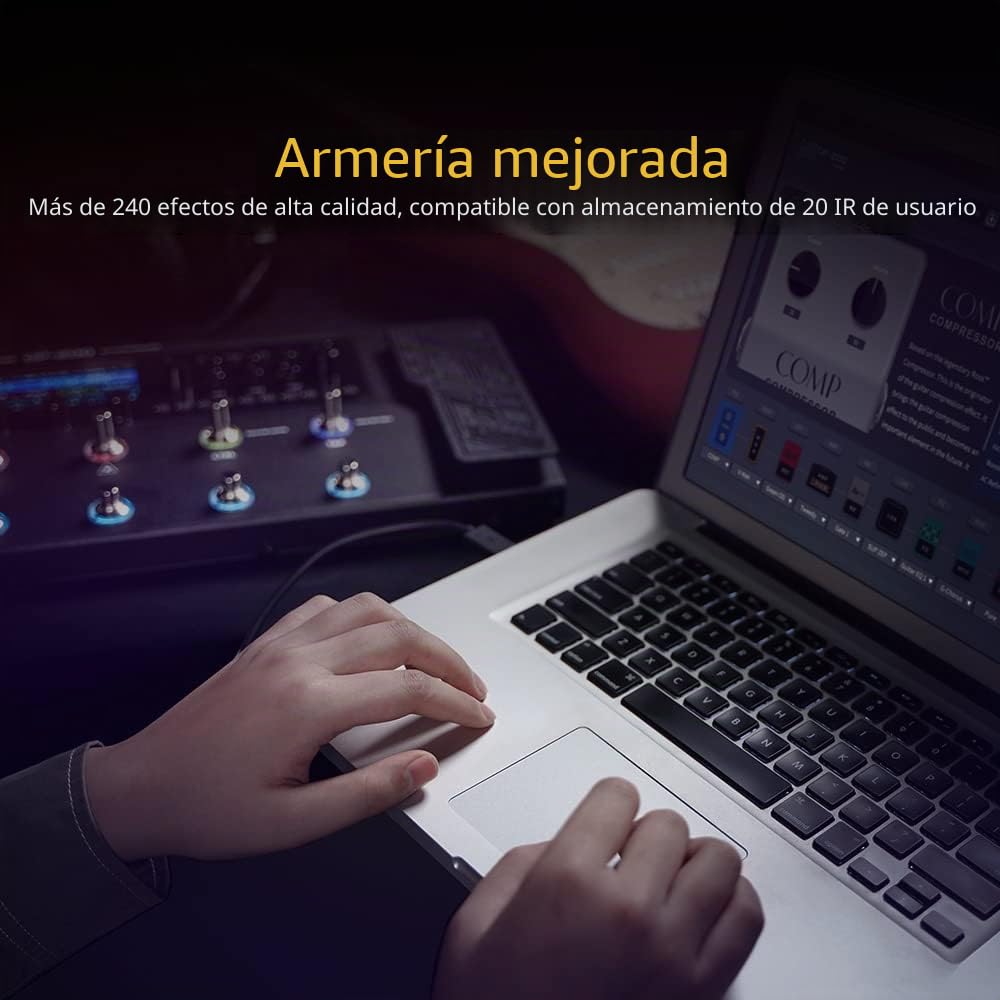 Valeton Guitarras Bajo Pedal de Efectos Multi-Efectos Procesador Guitarras Bajo Modeling IR Gabinets Simulación con FX Loop MIDI I/O Expression Pedal estéreo OTG USB Audio Interface GP-200