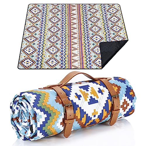 Picknickdecke 200 x 200cm,Boho Picknickdecke Wasserdicht,Tragbare Waschbar Extra Große Stranddecke Sandfreie,Campingdecke Isoliert mit Tragegriff,Perfekt für Picknick,Outdoor,Camping,Beach,Park