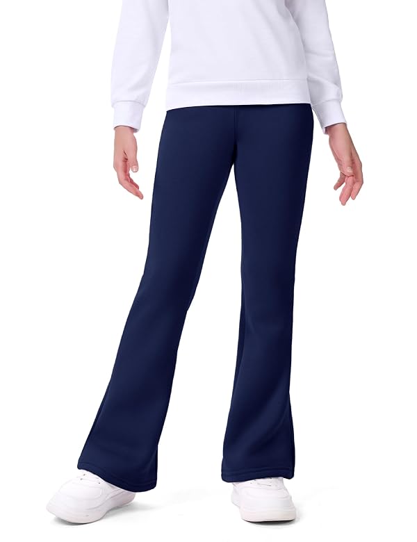 BOOPH Girls Fleece Lined Leggings Winter Flare Leggings Warm Pants for Girl Navy 11-12 Years by BOOPH - Used condition - US$16.99