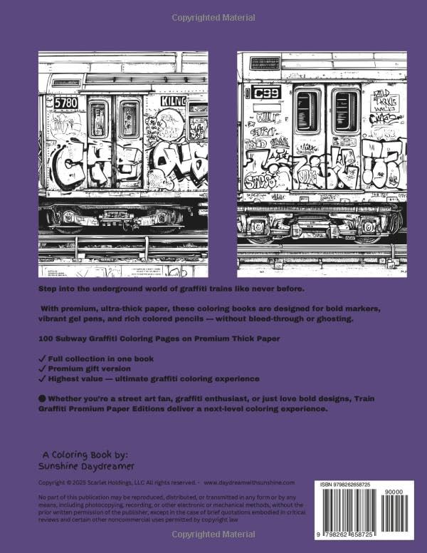Train Graffiti: Premium Paper Collector’s Edition: 100 Subway Graffiti Coloring Pages on Premium Thick Paper (Premium Paper Series) - Image 2