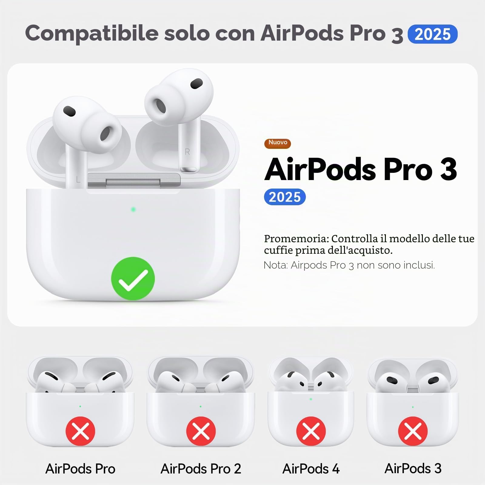 Inesore Hülle für AirPods Pro 3 (2025), Silikon-Schutzhülle mit Reinigungsset, Schwarz