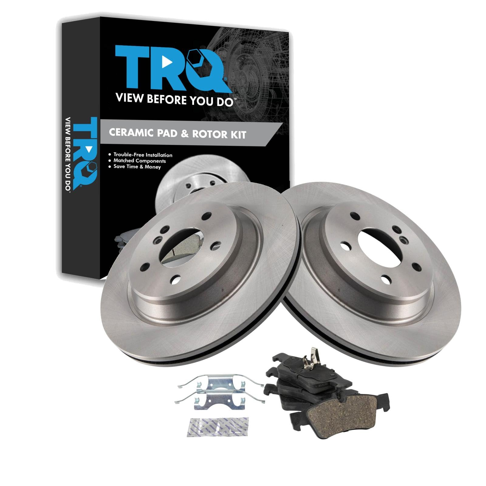 TRQ Rear Brake Pad and Rotor Set Ceramic Compatible with 2003 Mercedes-Benz CL500 2003-2006 S430 S500