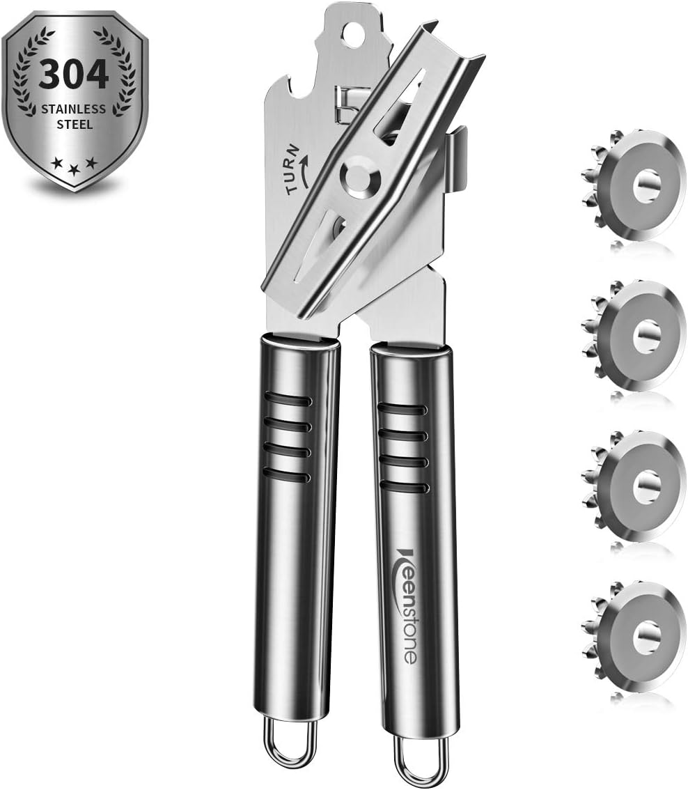 Manual Can Opener, Keenstone Stainless Steel Smooth Edge Bottle Opener