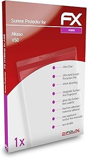 atFoliX Plastic Glass Protective Film suitable for Akaso V50, Glass Protector 9H Hybrid-Glass FX Glass Screen Protector of plastic (Set of 1)