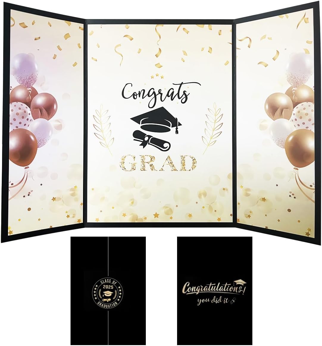Black Gold Graduation Party Decorations Book,Class of 2025 Congratulations Graduates Signature Guest Book for Congrats Graduation Gifts Party Supplies