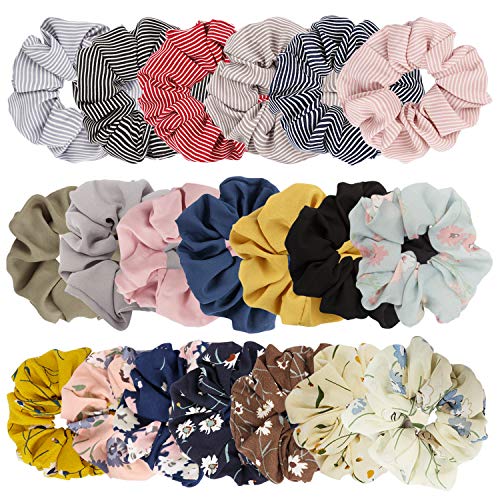 Jaciya 20 Pack Scrunchies for Hair Cute Scrunchies Women Hair Scrunchies Chiffon Flowers Elastic Hair Bands Scrunchy Hair Ties Ropes Scrunchie Hair Scrunchies (20 Pack Scrunchies)