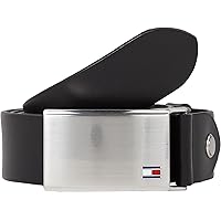 Tommy Hilfiger Uomo Cintura TH Plaque Belt 3.5 Adj Cintura in Pelle