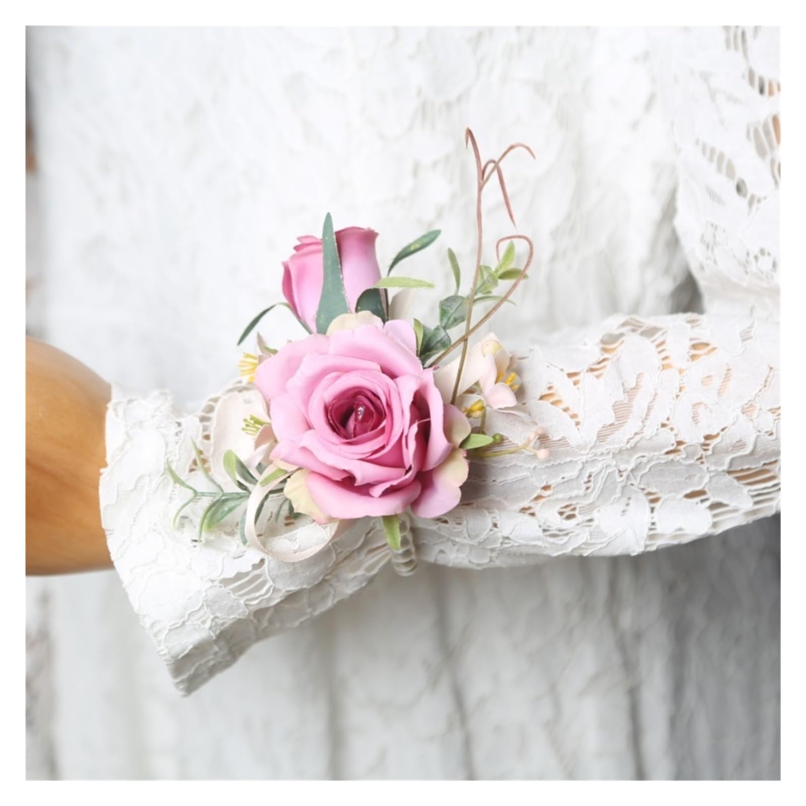 WTAXBH Corsages for Weddings Artifical Boutonnieres Flowers Rose Silk Wrist Corsage Bride Bridesmaid Handmade Groom's Chest Flower(Purple-wrist flower)
