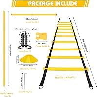 Vista 2 de Equipo de entrenamiento de bastones de agilidad: incluye 6 postes de agilidad, 6 obstáculos de salto, escalera de agilidad, 12 conos de fútbol, 1