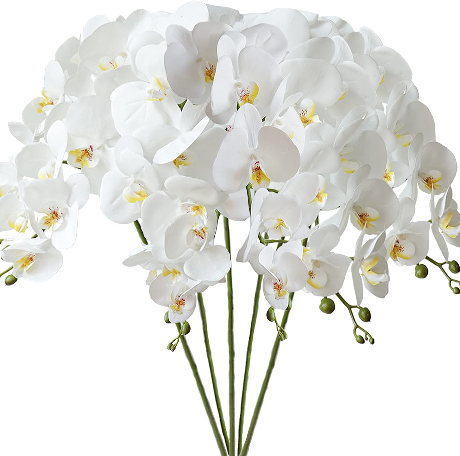 FagusHome 32" Artificial Phalaenopsis Flowers 5 Pcs Artificial Orchid Flowers Stem Plants for Home Décor, 2.0