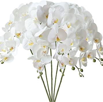 FagusHome 32" Artificial Phalaenopsis Flowers 5 Pcs Artificial Orchid Flowers Stem Plants for Home Decor