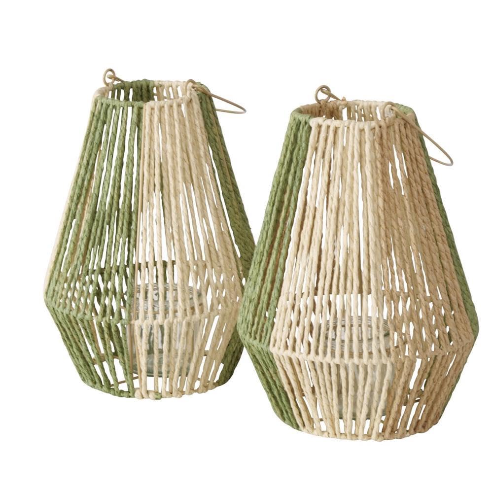 Boltze Home Ravenna Green Glass Lantern 32 cm Decorative Mood Light