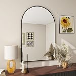 BEAUTYPEAK Miroir de salle de bain arc 20"x30", Miroir mural, Miroir mur de vanité noire avec/cadre métallique pour chambre, entrée, salon