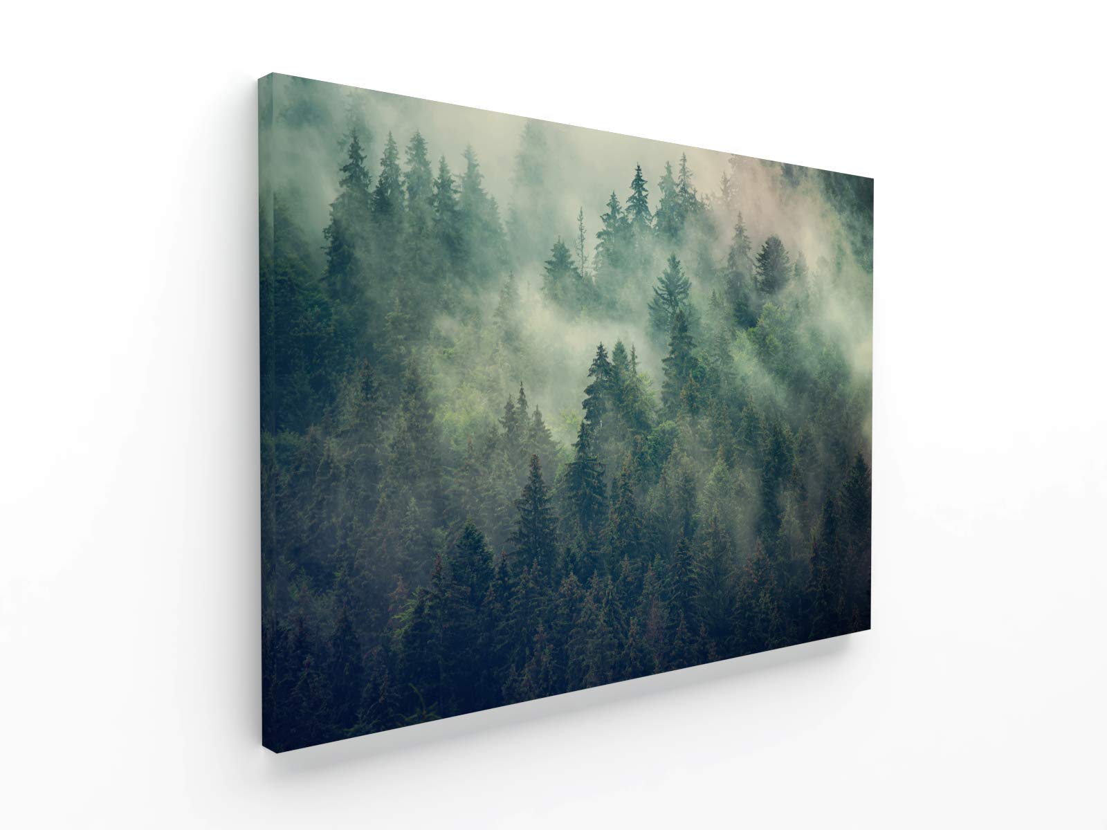 Panorama Quadro su Tela Canvas Stampe da Parete Foresta con Nebbia 100 x 70 cm - Telaio in Legno Incluso - Quadri Moderni Soggiorno
