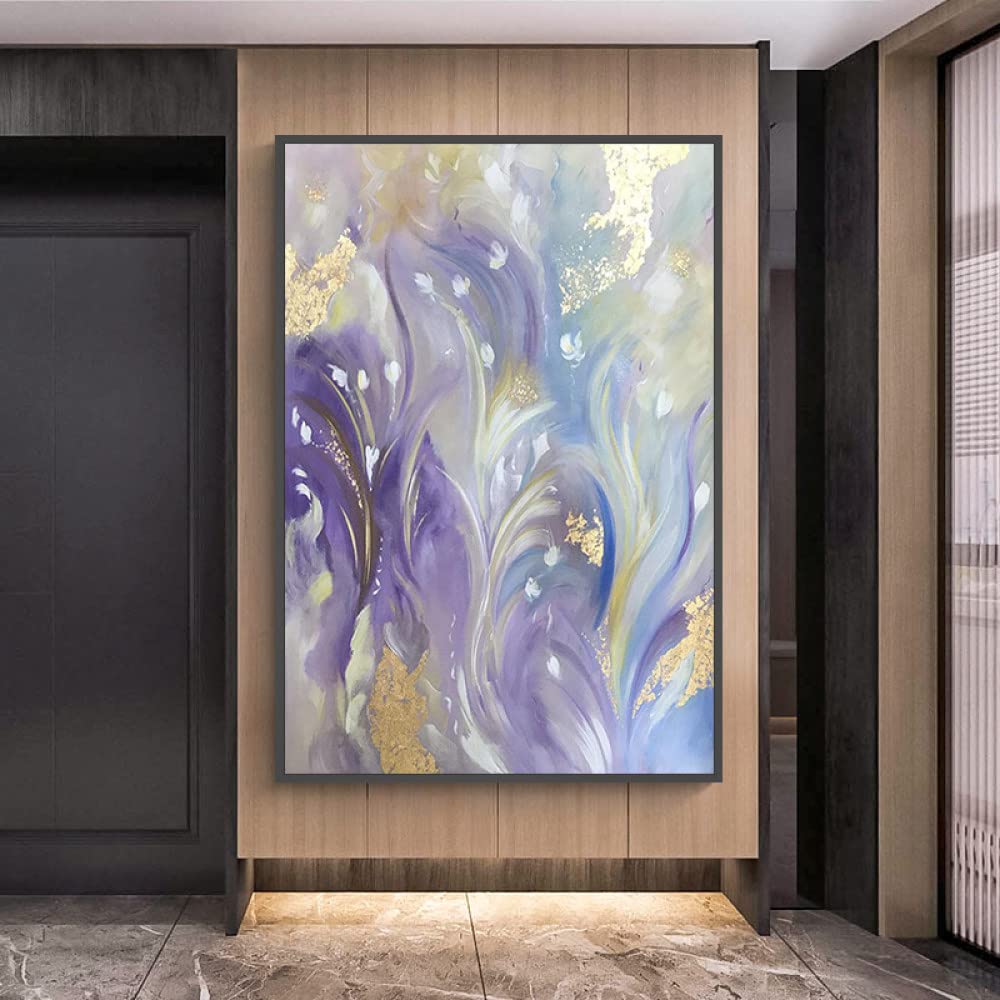 Peinture à l'huile fait main poétique feuille d'or pour illuminer votre foyer