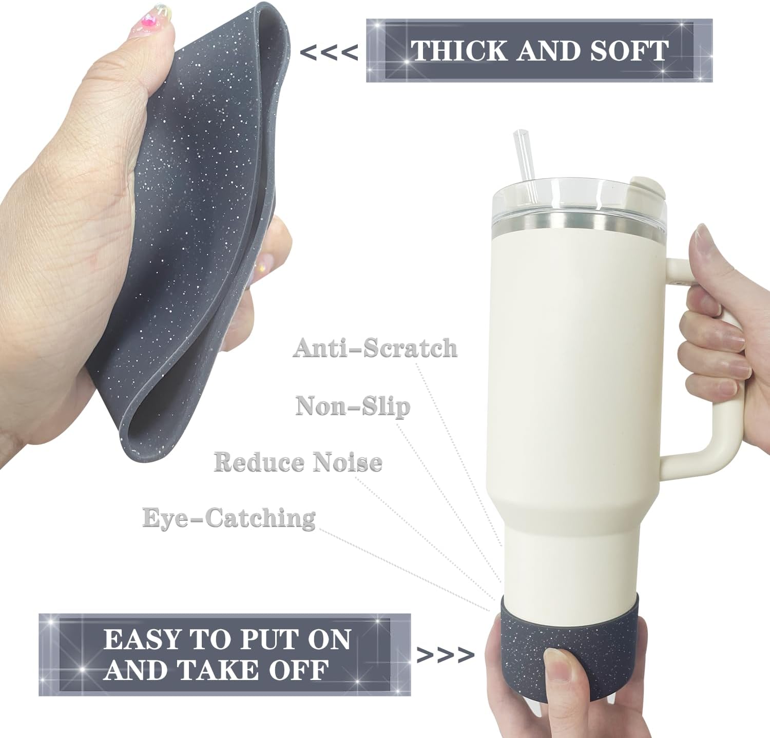 Glitter Silicone Anti-Slip Protective Boot Sleeve for Stanley Cup&Tumbler image 2