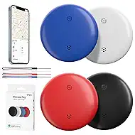Air Tags Tracker 4 Pack:Bluetooth Item Finder Works with Apple Find My, iOS Only – Key Finder, Pet Tracker, Luggage Locator, Wallet & Backpack Tag – Replaceable Battery (Reef Accent Pack)