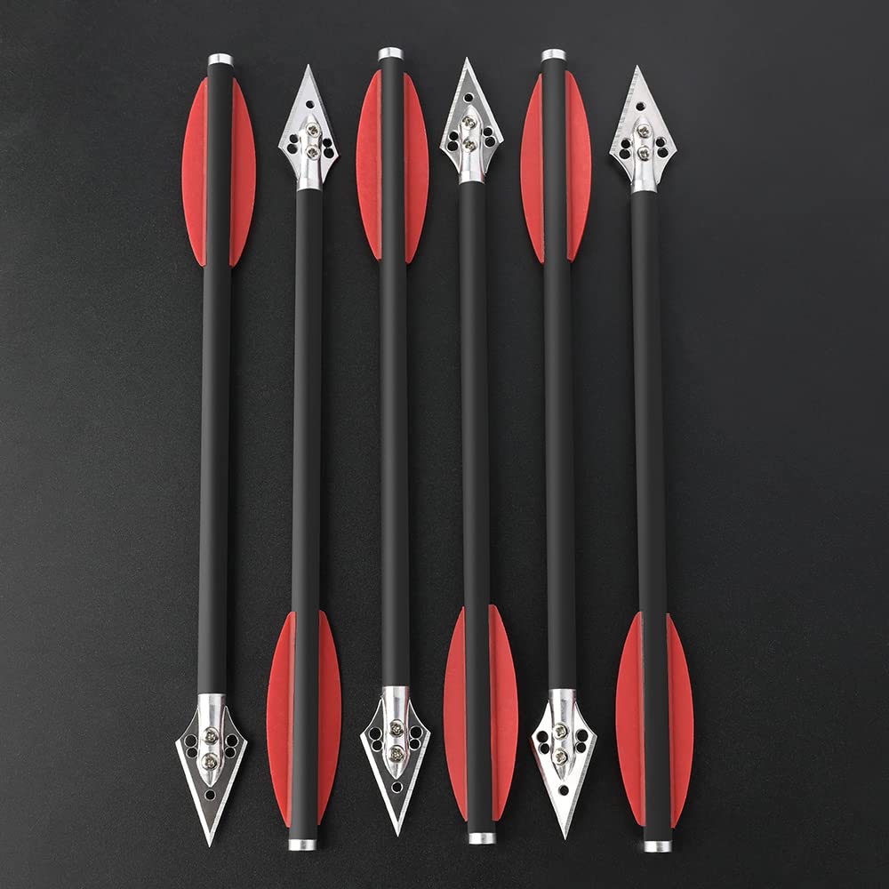 SHARROW Tiro con L'Arco Frecce di Balestra in Carbonio 7 Pollici Balestra Bulloni Frecce di Caccia con 2 Lame Broadheads in Acciaio per la Pratica di Balestra Caccia