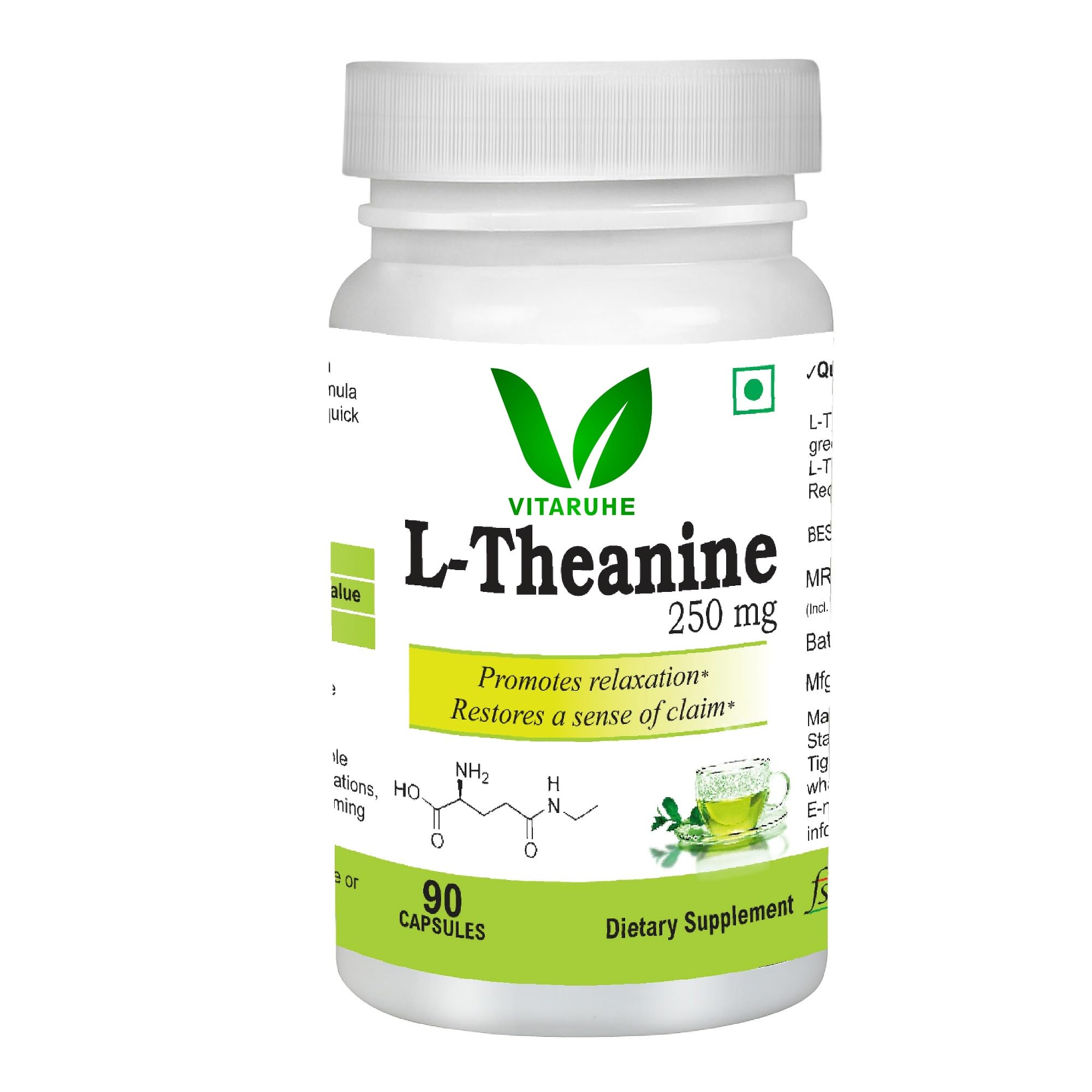 VITARUHE® L-Theanine 250 mg - Promotes a Relaxed State & Healthy Stress Response* -90 Capsules (B0C7PPZH5K) Amazon Price History, Amazon Price Tracker