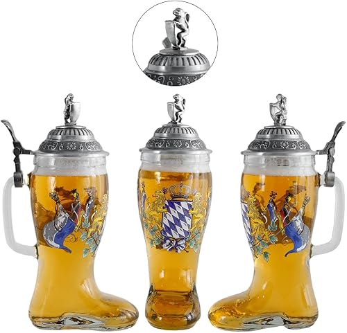 Miniatura 2 de Jarra de cerveza de 0.6L con tapa de peltre Matel Stanley Steel Alemania Oktoberfest Tankard Eagle Bierkrug Oktoberfest Stein Oktoberfest Taza para