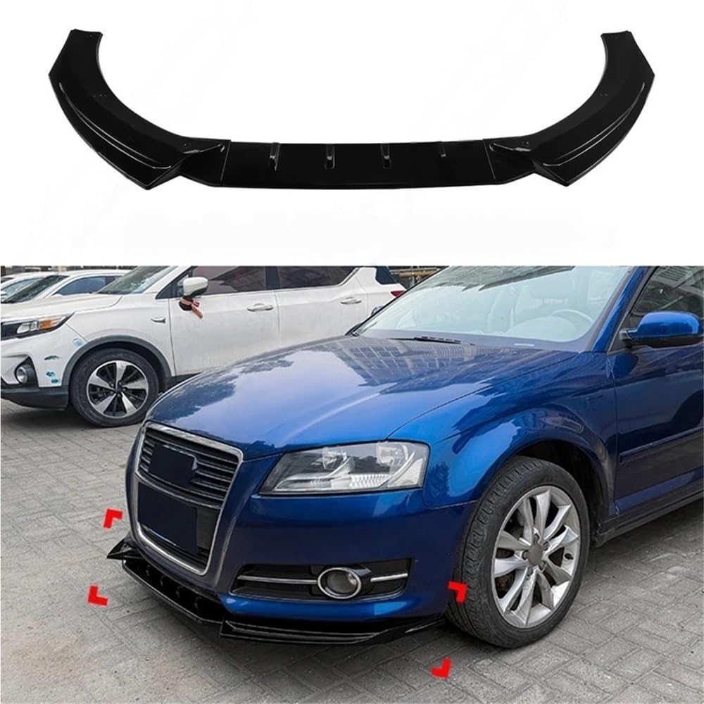 Kompatybilny z Audi A3 8P edycja standardowa 2008-2012 przedni zderzak samochodowy Spoiler Splitter dyfuzor ABS czarny błyszczący zestawy karoserii Tuning