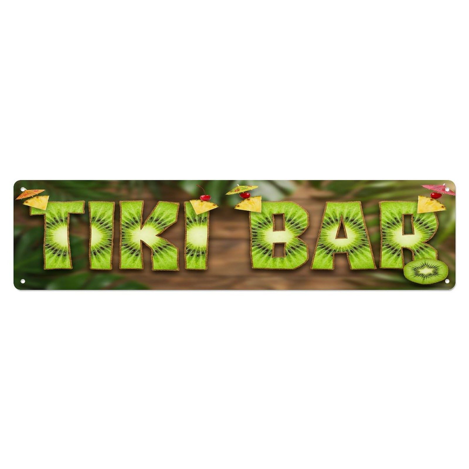 Tiki Bar Outdoor Garden Decor Tropical Beach Bar Kiwi Metal Tin Sign